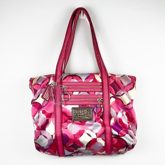 Coach Poppy Kaleidoscope Glam Signature Logo Pink Purple Tote Bag 14747 - Picture 1 of 16